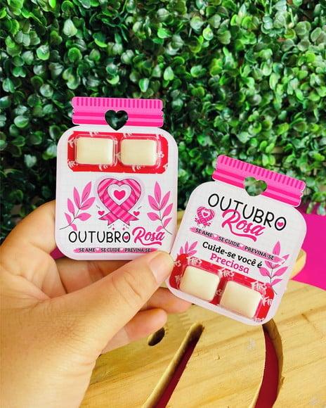 Card com Chiclete- Outubro Rosa