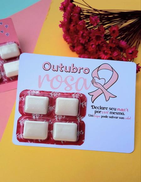Card com Chiclete- Outubro Rosa