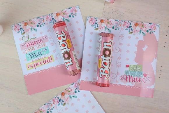 Card com Chocolate Batom- Dia das Mães