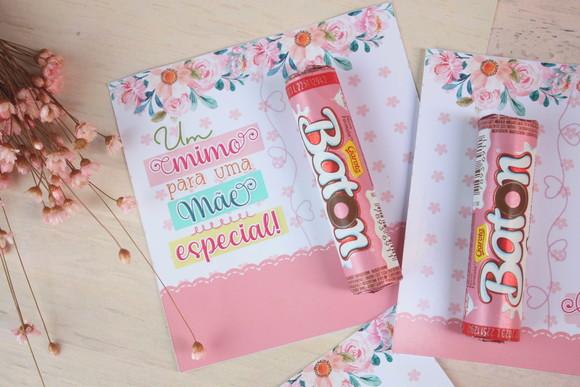 Card com Chocolate Batom- Dia das Mães