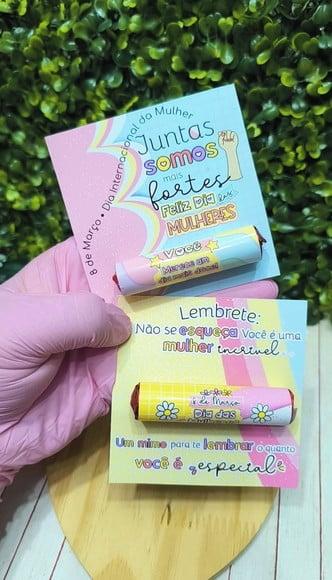 Card com Chocolate Baton- Dia da Mulher