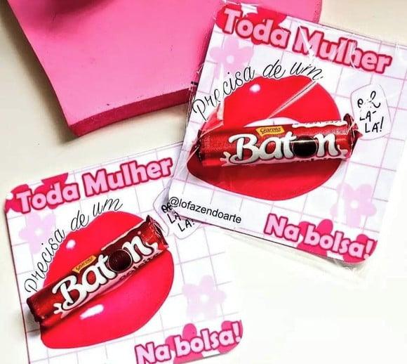 Card com Chocolate Baton- Dia da Mulher