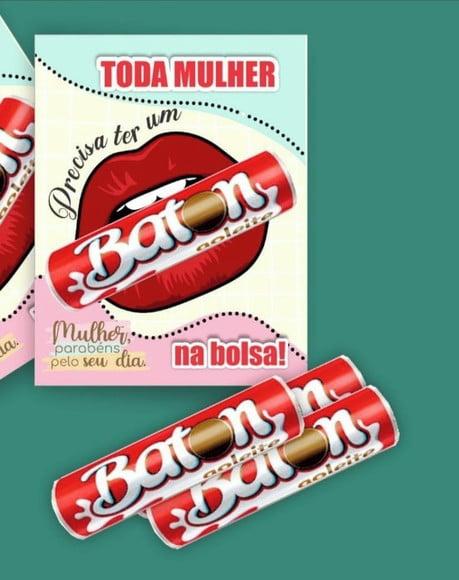 Card com Chocolate Baton- Dia da Mulher