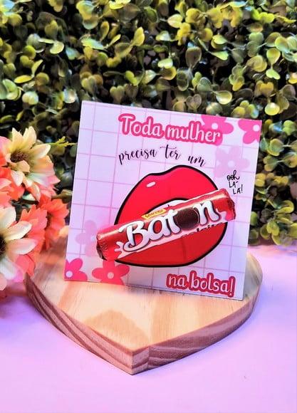 Card com Chocolate Baton- Dia da Mulher