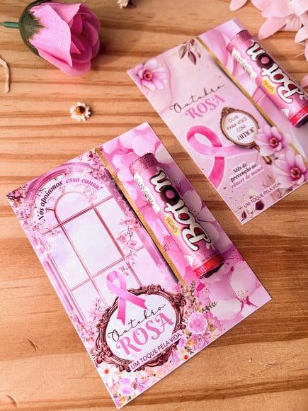 Card com Chocolate Baton- Outubro Rosa