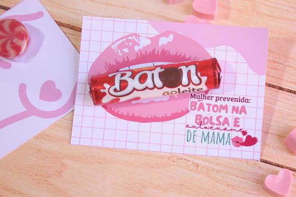 Card com Chocolate Baton- Outubro Rosa