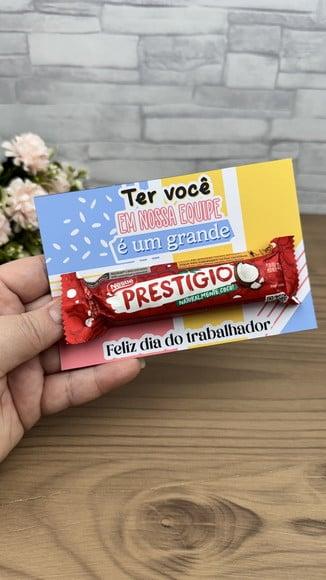 Card com Chocolate Prestígio 33g- Dia do Trabalho