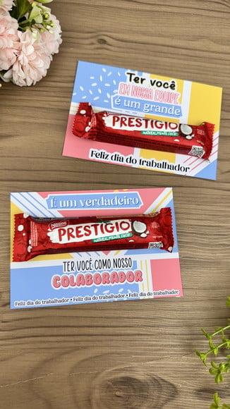 Card com Chocolate Prestígio 33g- Dia do Trabalho
