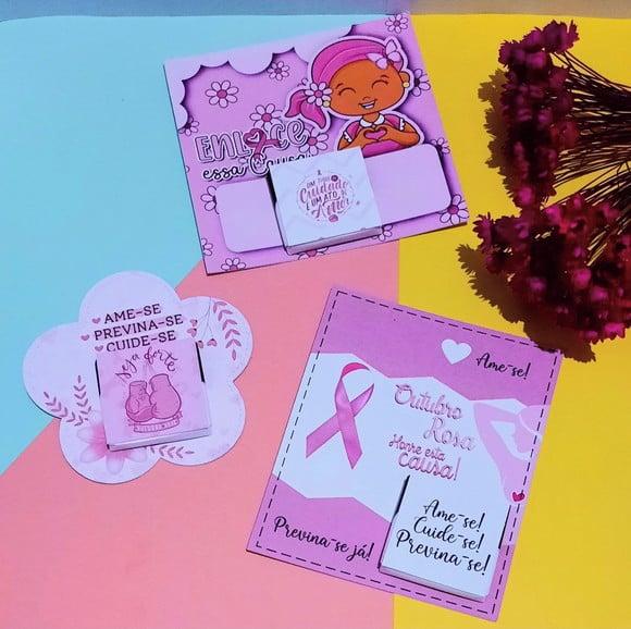 Card com Chocolatinho Cacau Show 5g- Outubro Rosa