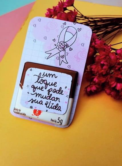 Card com Chocolatinho Cacau Show 5g- Outubro Rosa