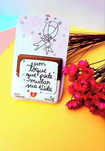 Card com Chocolatinho Cacau Show 5g- Outubro Rosa