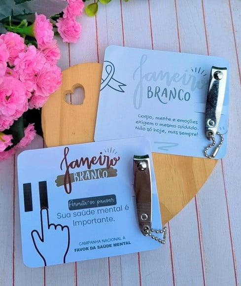 Card com Cortador de Unha- Janeiro Branco