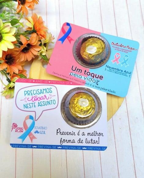 Card com Ferrero Rocher- Outubro Rosa e Novembro Azul
