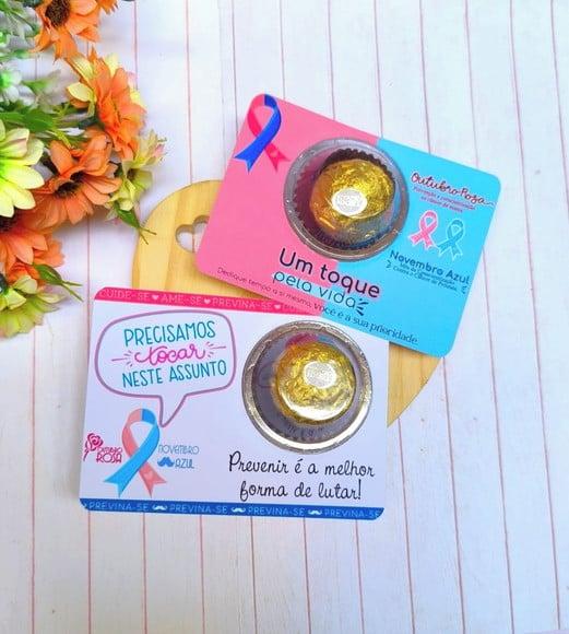 Card com Ferrero Rocher- Outubro Rosa e Novembro Azul