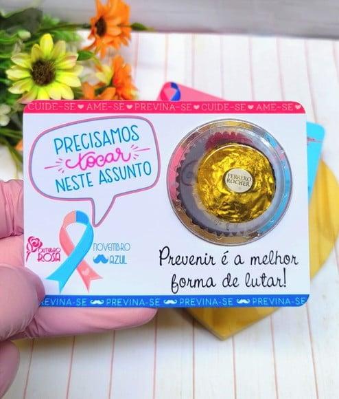 Card com Ferrero Rocher- Outubro Rosa e Novembro Azul