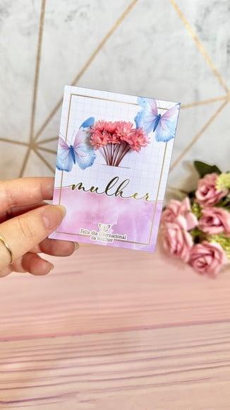 Card com Florzinha Sempre Viva- Dia da Mulher