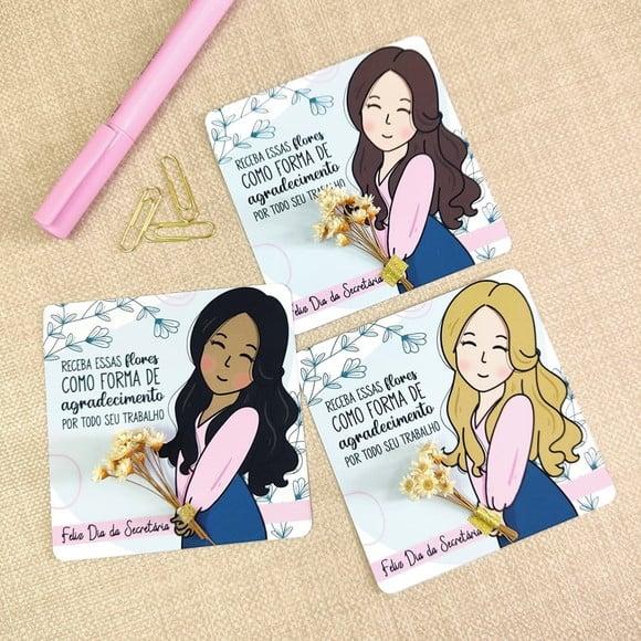 Card com Florzinha- Dia da Secretária