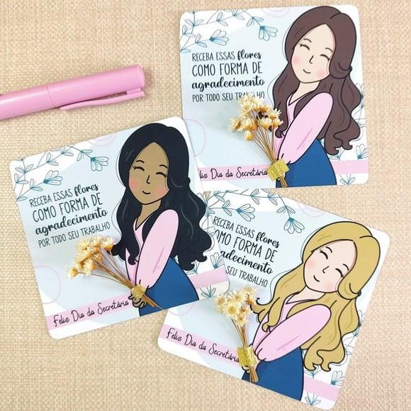 Card com Florzinha- Dia da Secretária