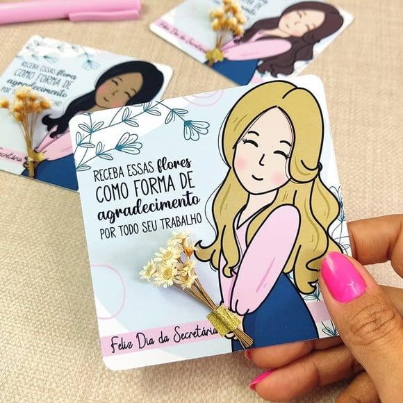 Card com Florzinha- Dia da Secretária