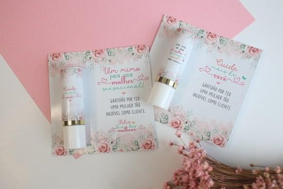 Card com Hidrante Labial(manteiga de Cacau)- Dia da Mulher