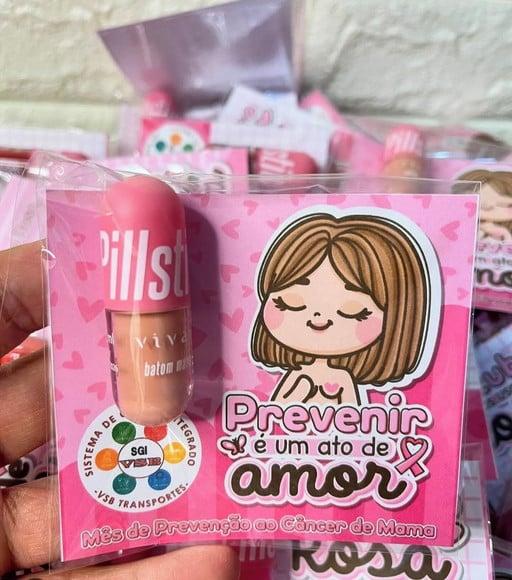 Card com Gloss Labial- Outubro Rosa