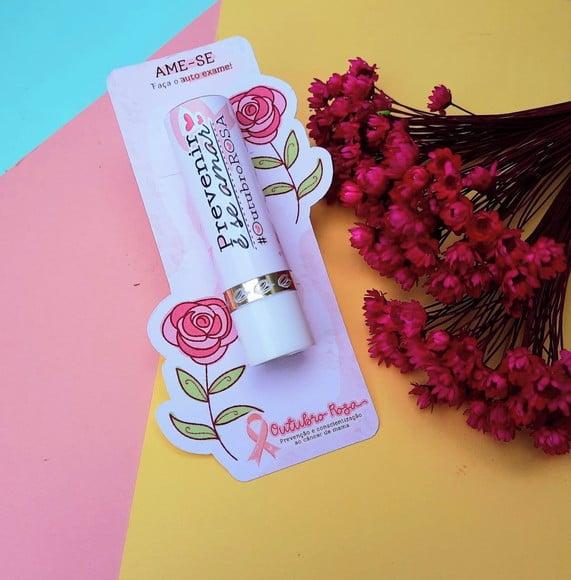 Card com Hidratante Labial (batom de Cacau)- Outubro Rosa