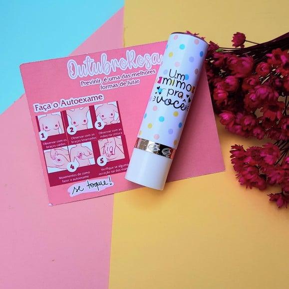 Card com Hidratante Labial (batom de Cacau)- Outubro Rosa