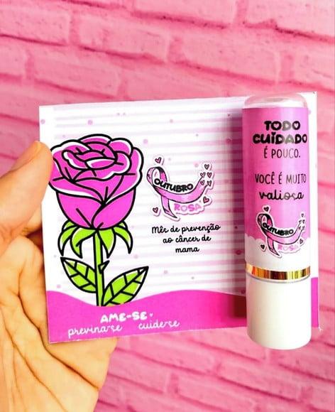 Card com Hidratante Labial (manteiga de Cacau)- Outubro Rosa