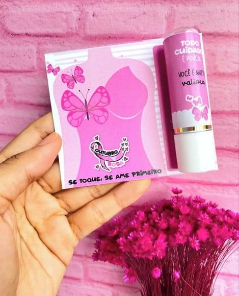 Card com Hidratante Labial (manteiga de Cacau)- Outubro Rosa