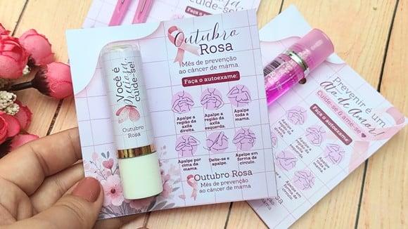 Card com Hidratante Labial (manteiga de Cacau)- Outubro Rosa