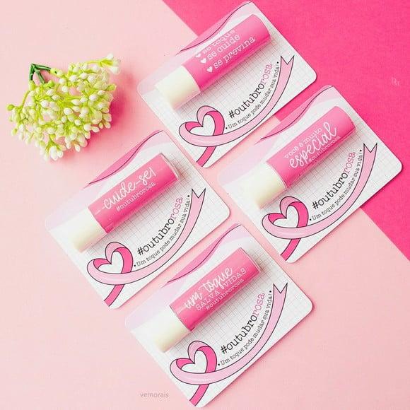 Card com Hidratante Labial (manteiga de Cacau)- Outubro Rosa