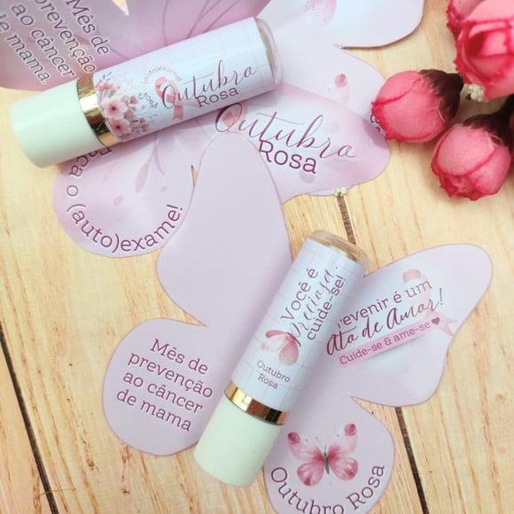 Card com Hidratante Labial (manteiga de Cacau)- Outubro Rosa