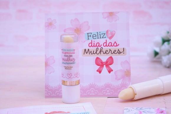Card com Hidratante Labial(manteiga de Cacau)- Dia da Mulher