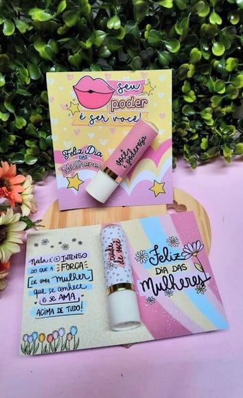 Card com Hidratante Labial(manteiga de Cacau)- Dia da Mulher