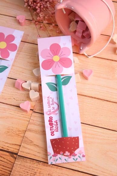 Card com Lápis- Outubro Rosa