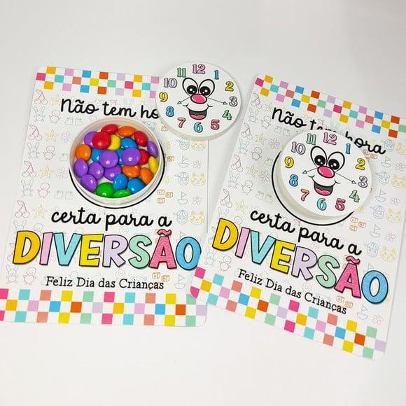 Card com Latinha de Chocolatinho- Dia das Crianças