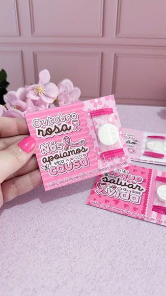 Card com Máscara Facial Comprimida- Outubro Rosa