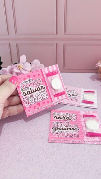 Card com Máscara Facial Comprimida- Outubro Rosa