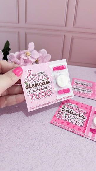 Card com Máscara Facial Comprimida- Outubro Rosa