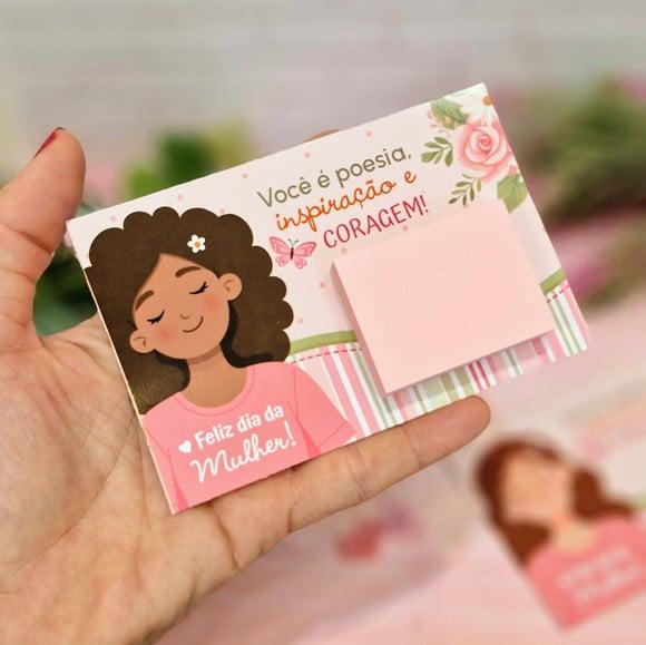 Card com Mini Bloquinho de Anotações- Dia da Mulher