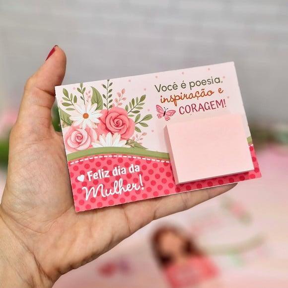 Card com Mini Bloquinho de Anotações- Dia da Mulher
