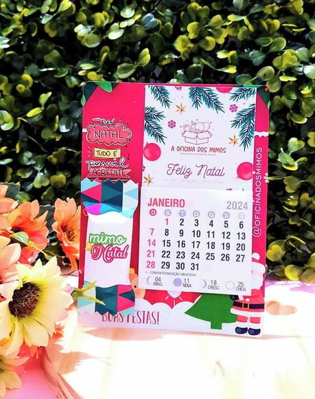 Card com Mini Calendário com Imã e Balinha- Natal