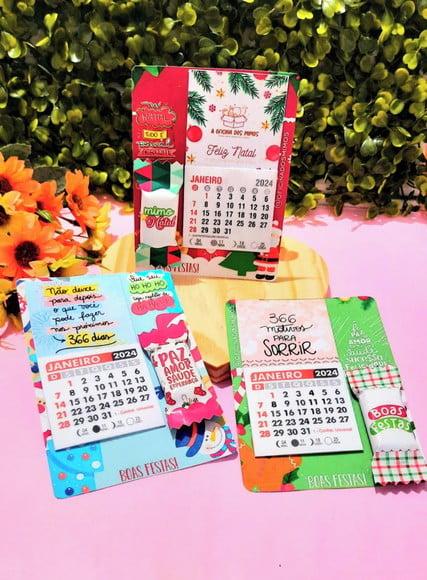 Card com Mini Calendário com Imã e Balinha- Natal