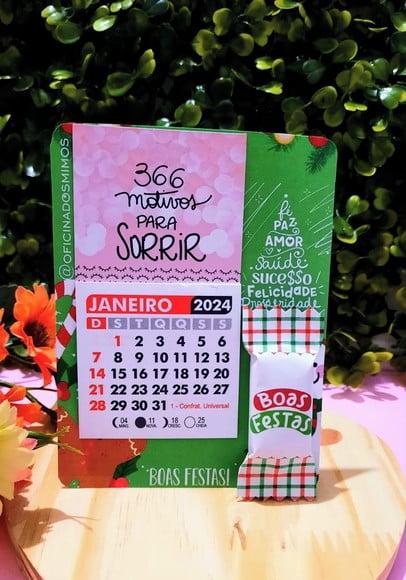 Card com Mini Calendário com Imã e Balinha- Natal