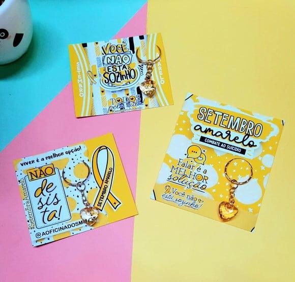 Card com Mini Chaveirinho- Setembro Amarelo