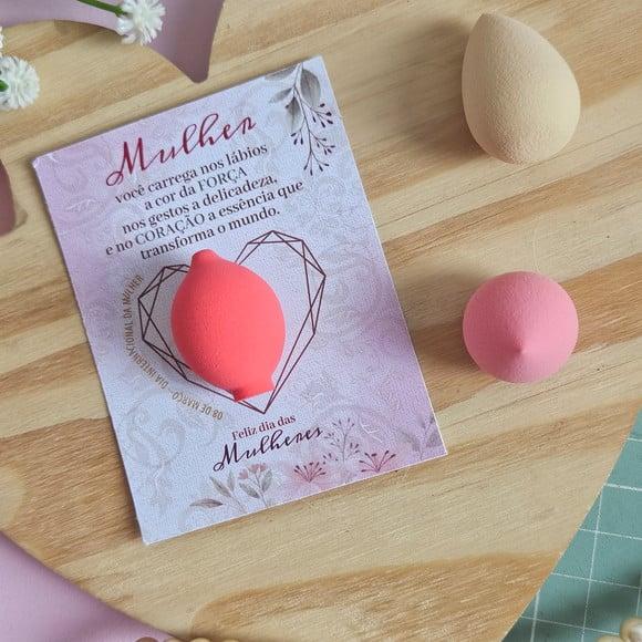Card com Mini Esponjinha de Maquiagem- Dia da Mulher