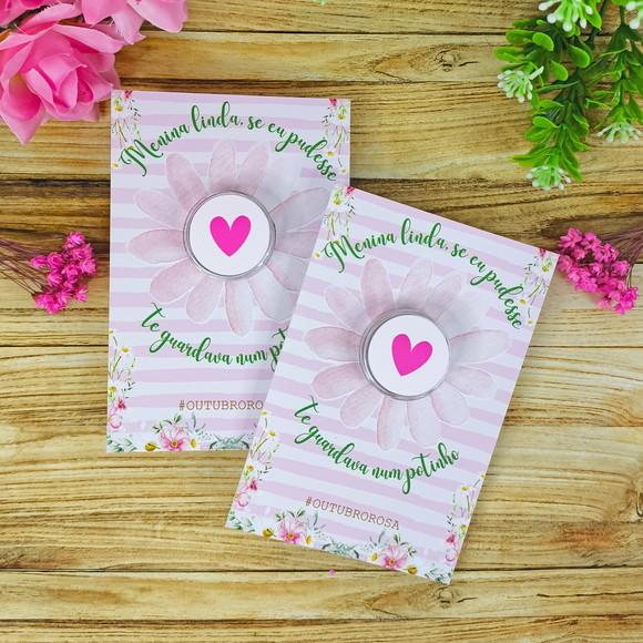 Card com Mini Hidratante para as Mãos- Outubro Rosa
