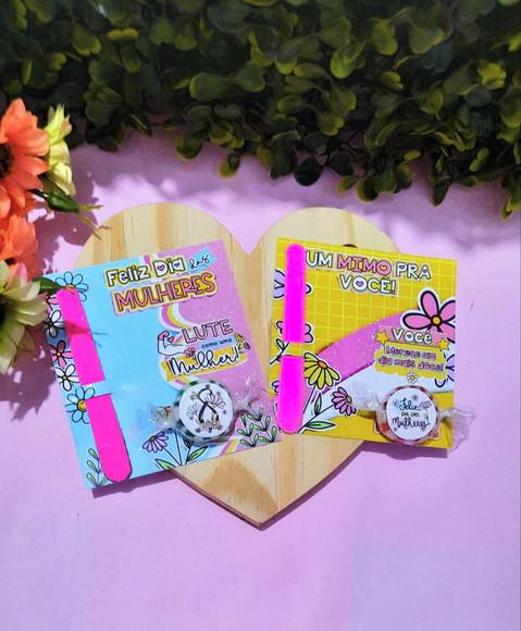 Card com Mini Lixa e Balinha- Dia da Mulher