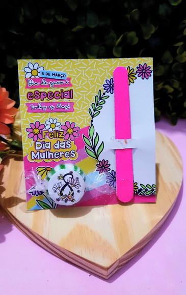 Card com Mini Lixa e Balinha- Dia da Mulher