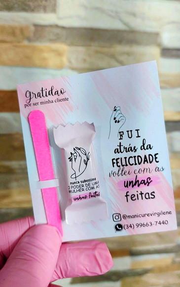 Card com Mini Lixa e 1 Balinha- Manicure\designer de Unhas